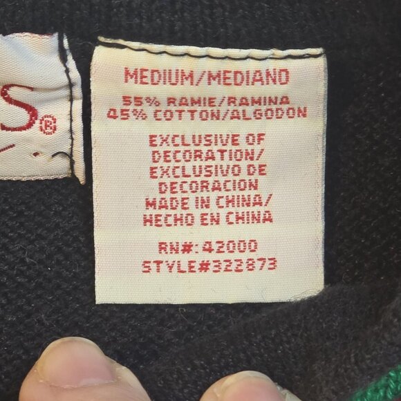 Basic Editions Holiday Patchwork Sweater Full Zip Appliques Embroidered Women M - Picture 9 of 12